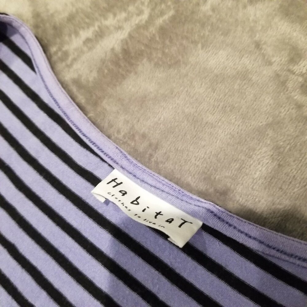 Habitat Women's Large Sleeveless Shift Dress in Purple Black Stripes Scoop Neck - Picture 3 of 6